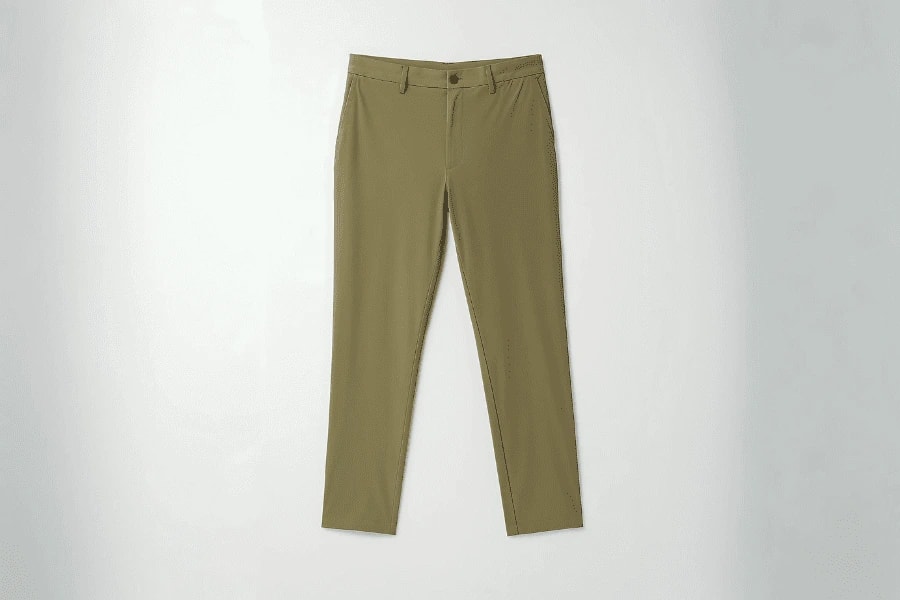 Before image of AI-generated clothing visualization featuring khaki outfit